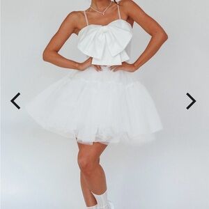 White Tulle Dress with Bow Detail